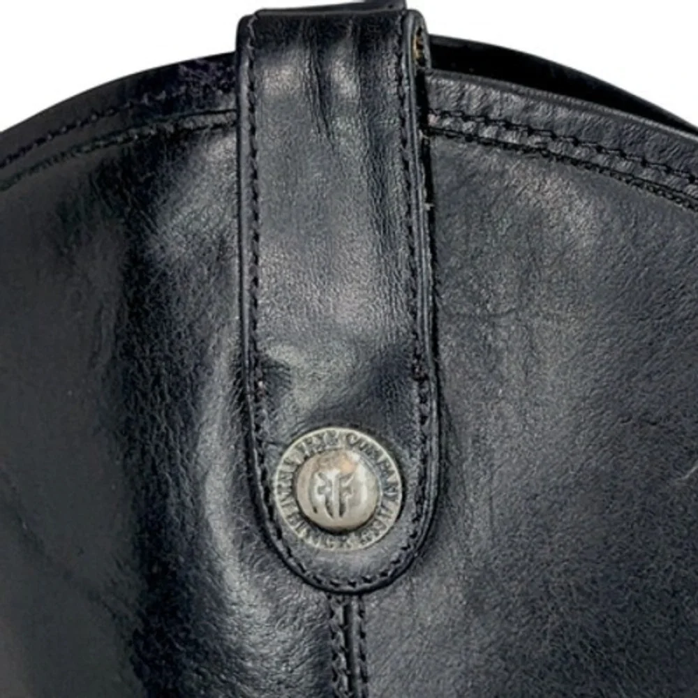 Frye Knee High Riding Boots sz 7B Women‎ Melissa Button Black Leather Equestrian